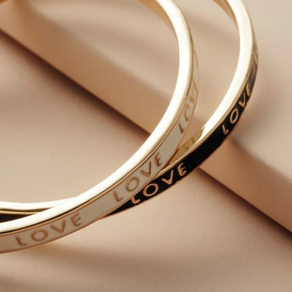 Lovely 2pc Letter Engraved Bangle Bracelet - Picture 2 of 6